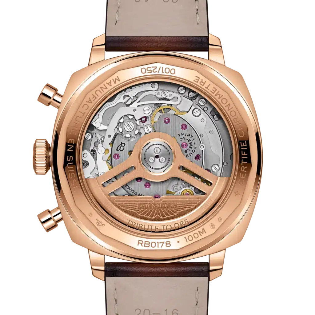 Breitling palauttaa James Bondin unohdetun kellon – mukana Aston Martin DB5 Breitling Manufacture Caliber 01 -koneisto Aston Martin -kaiverruksella